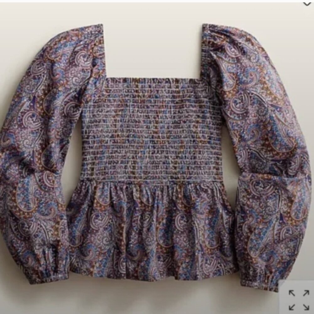 J. Crew Liberty Fabric Tropical Paisley Prince Long Sleeve Top